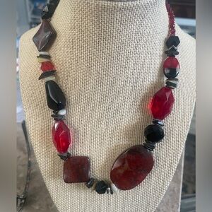 Vintage resin and natural stone necklace! Super cute and super chunky!
